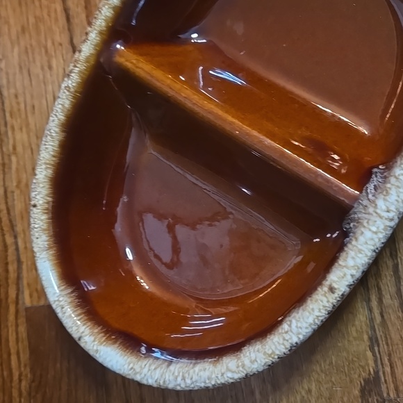 Vintage H.P. Hall Brown Glazed Divided Ovenproof Casserole Serving Dish - Picture 3 of 12